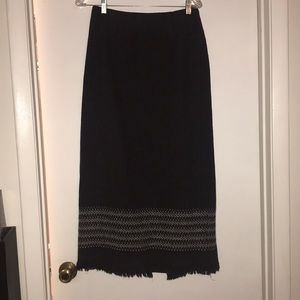 Wool maxi skirt with fringe